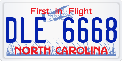 NC license plate DLE6668