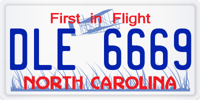 NC license plate DLE6669