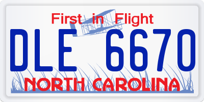 NC license plate DLE6670
