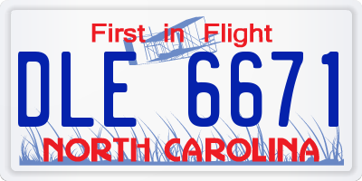 NC license plate DLE6671