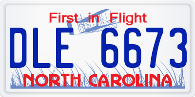NC license plate DLE6673