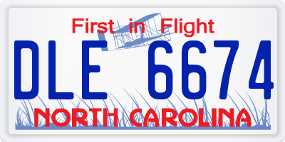 NC license plate DLE6674