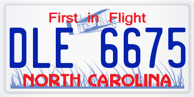 NC license plate DLE6675