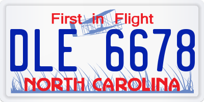 NC license plate DLE6678