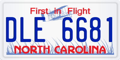 NC license plate DLE6681