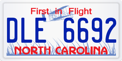 NC license plate DLE6692