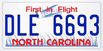 NC license plate DLE6693