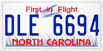 NC license plate DLE6694