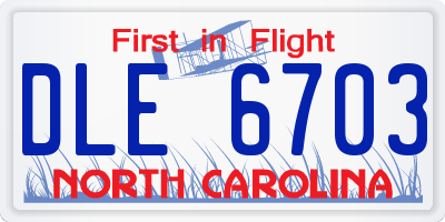 NC license plate DLE6703
