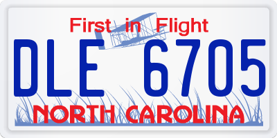 NC license plate DLE6705