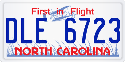 NC license plate DLE6723