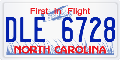 NC license plate DLE6728
