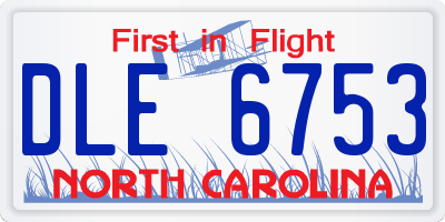 NC license plate DLE6753