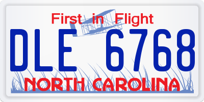 NC license plate DLE6768