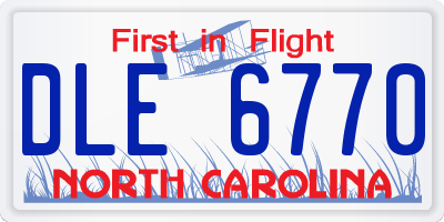 NC license plate DLE6770