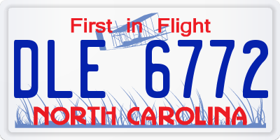 NC license plate DLE6772