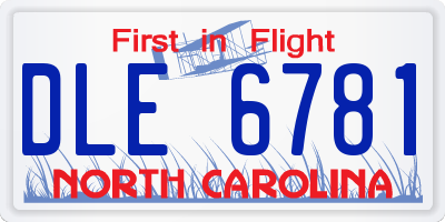 NC license plate DLE6781