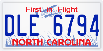 NC license plate DLE6794