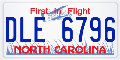 NC license plate DLE6796