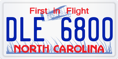 NC license plate DLE6800