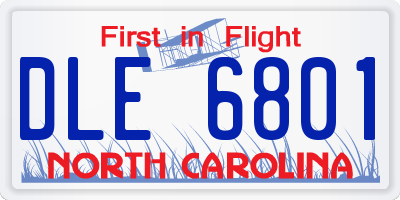 NC license plate DLE6801