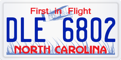 NC license plate DLE6802