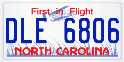 NC license plate DLE6806