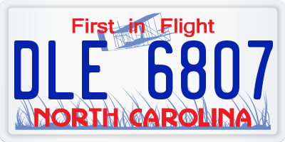 NC license plate DLE6807