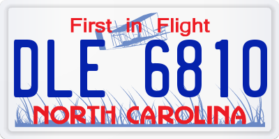 NC license plate DLE6810