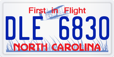 NC license plate DLE6830
