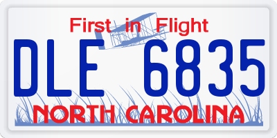 NC license plate DLE6835