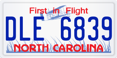 NC license plate DLE6839