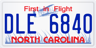 NC license plate DLE6840