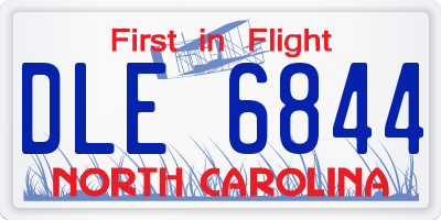 NC license plate DLE6844