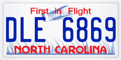 NC license plate DLE6869