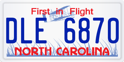 NC license plate DLE6870