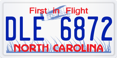 NC license plate DLE6872