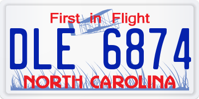 NC license plate DLE6874