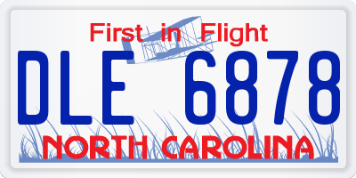 NC license plate DLE6878