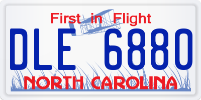NC license plate DLE6880