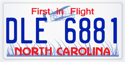 NC license plate DLE6881