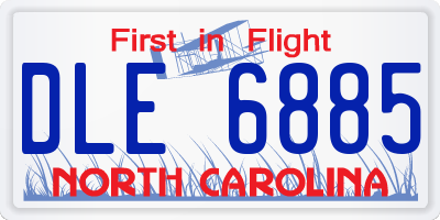NC license plate DLE6885