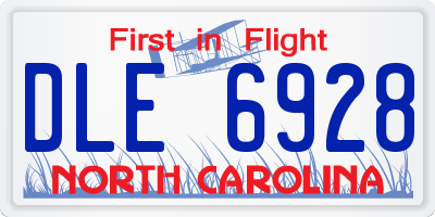 NC license plate DLE6928