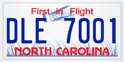 NC license plate DLE7001