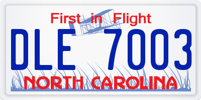 NC license plate DLE7003