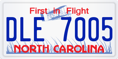 NC license plate DLE7005