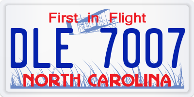NC license plate DLE7007