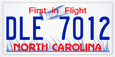 NC license plate DLE7012