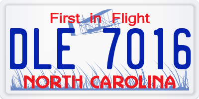NC license plate DLE7016