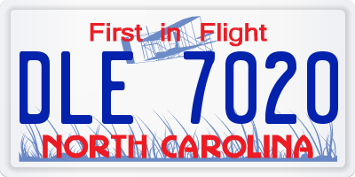 NC license plate DLE7020